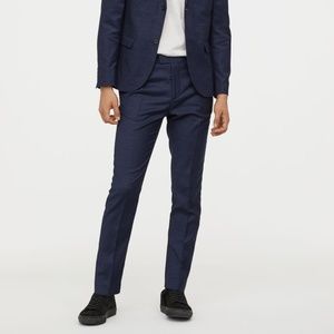 H&M Mens Skinny Dark Navy Blue Suit Pants